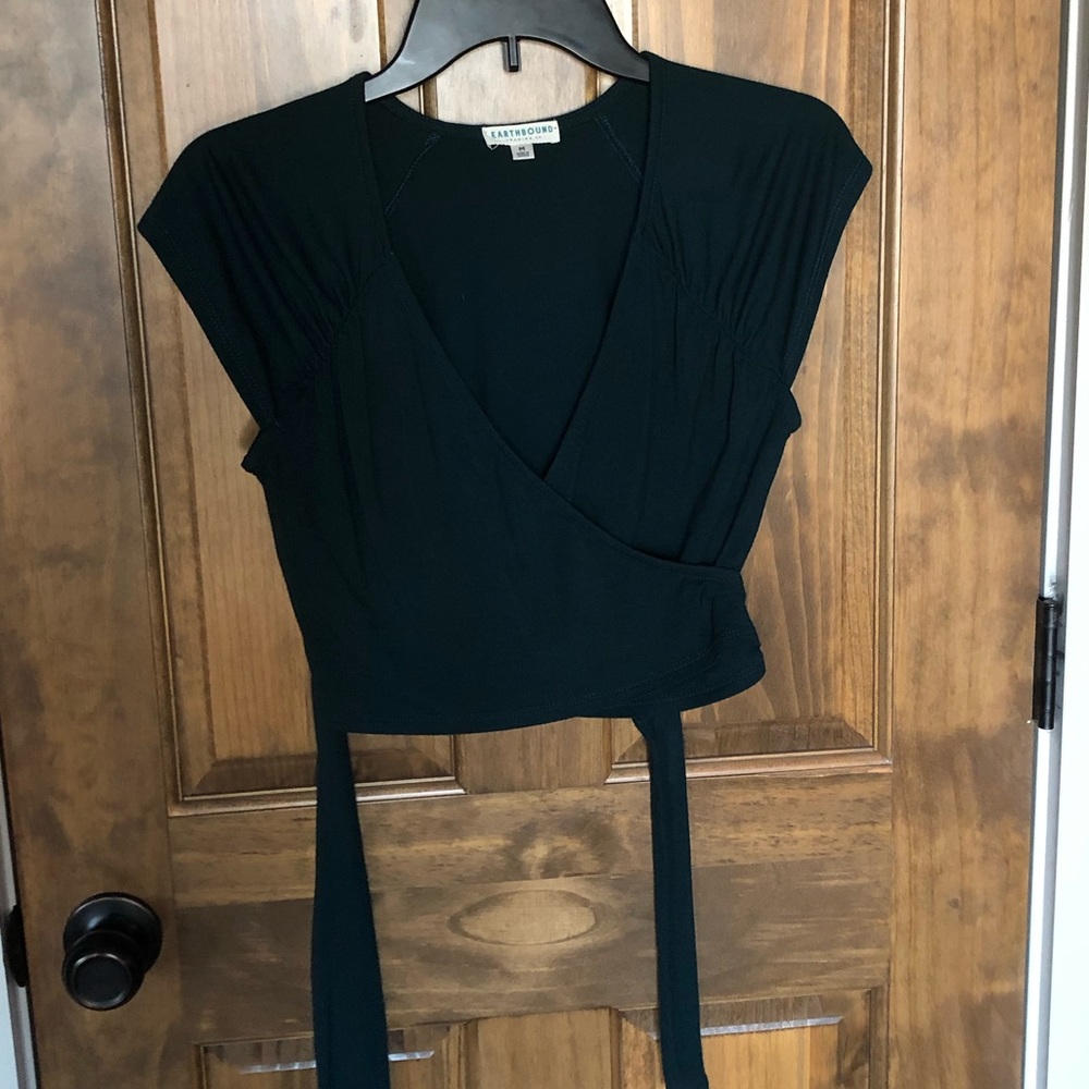 Earthbound green wrap top